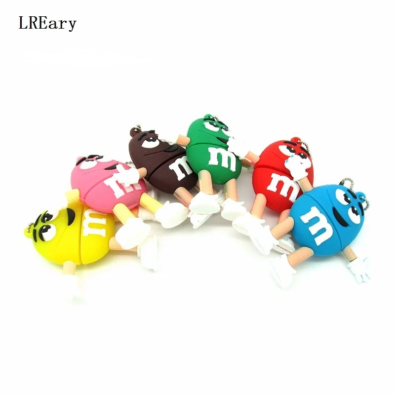 

real capacity 6 colors M&M's Chocolate rainbow Beans usb flash drive 4gb 8gb 16gb 32gb Pen drive Memory Stick U Disk chain