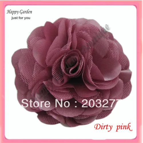Wholesale 24pcs/Lot Women Corsage Fabric Flwowers 3'' Satin Mesh Silk Flowers Without Hair Clip  Accessory   Free Shipping