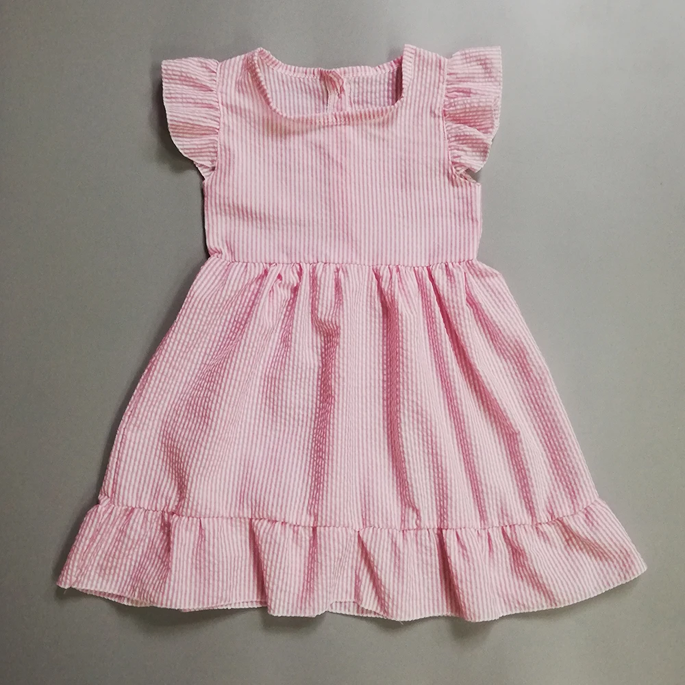 

Baby girl clothes 2019 Summer girls dress baby Small flying sleeves solid color round neck simple fashion girl skirt kid clothes