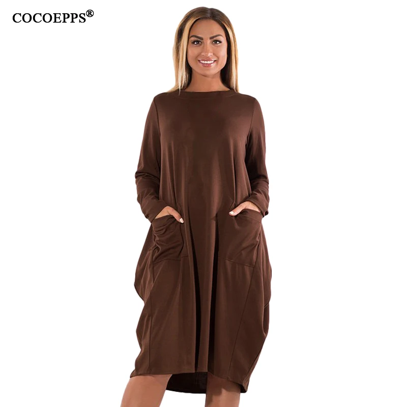 

COCOEPPS 2019 5XL 6XL Women Winter Dresses Fashion Plus Size women Clothing Loose Dress Big Size Casual Elegant Warm vestidos