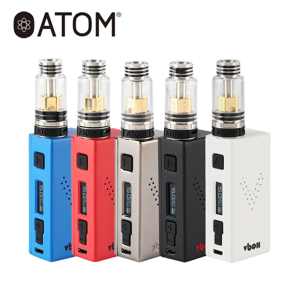 

Original 75W AtomVapes V-BOX TC Kit with 2ml Metropolis Mini Tank & Side V-shape Vent Holes Design E-cig Vape kti No Battery