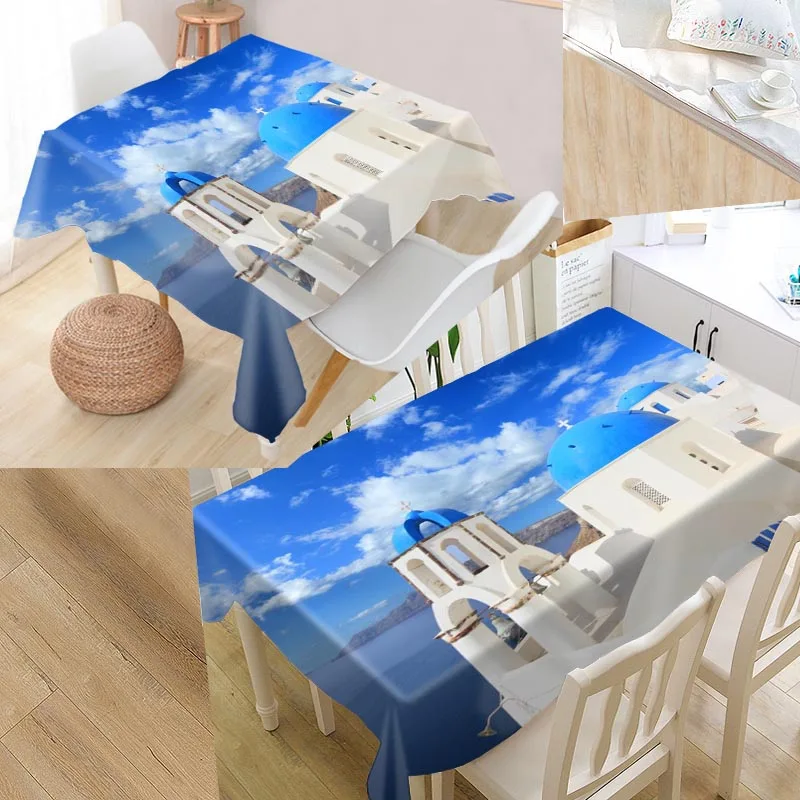 

Greece Custom Table Cloth Oxford Print Rectangular Waterproof Oilproof Table Cover Square Wedding Tablecloth