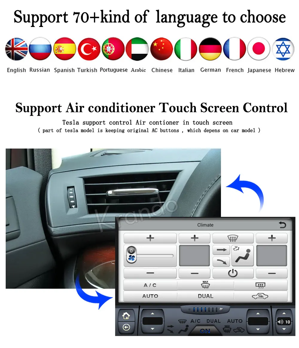 Top Krando Android 8.1 13.6" Tesla Vertical screen car audio radio gps navigation for Toyota tundra 2007-2011 multimedia system 8
