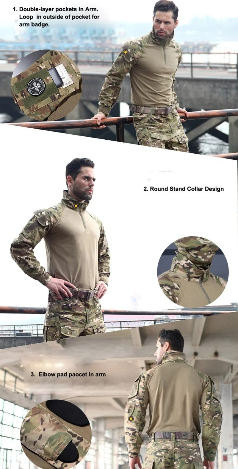 HAN WILD Мужская Уличная походная рубашка военная одежда немецкая камуфляжная Униформа боевая рубашка тактическая одежда для охоты для мужчин