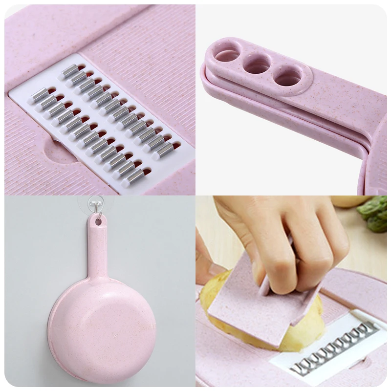 9 pcs /Set Kitchen Cutter Fruit Vegetable Slicer Potato Carrot Grater Garlic Chopper Mandoline Cutter with Noodle Drain Basket