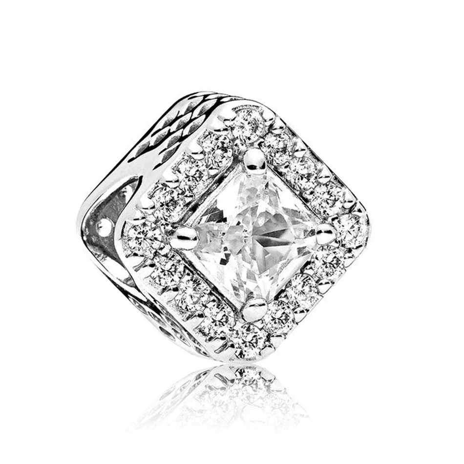 

Authentic S925 Sterling Silver DIY Jewelry Geometric Radiance Charms fit Pandora Bracelet Bangle Girl Gift Clear CZ