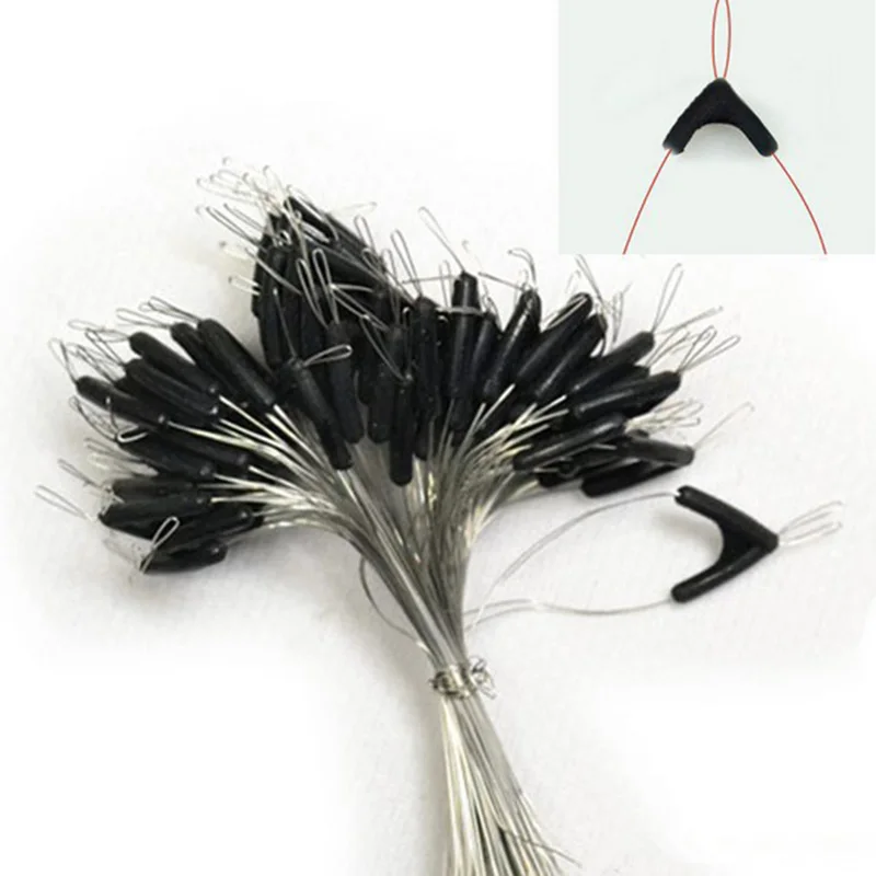 

50pcs Double hooks contactor device fishing line space bifurcation eight type space bean line swivel tying tool