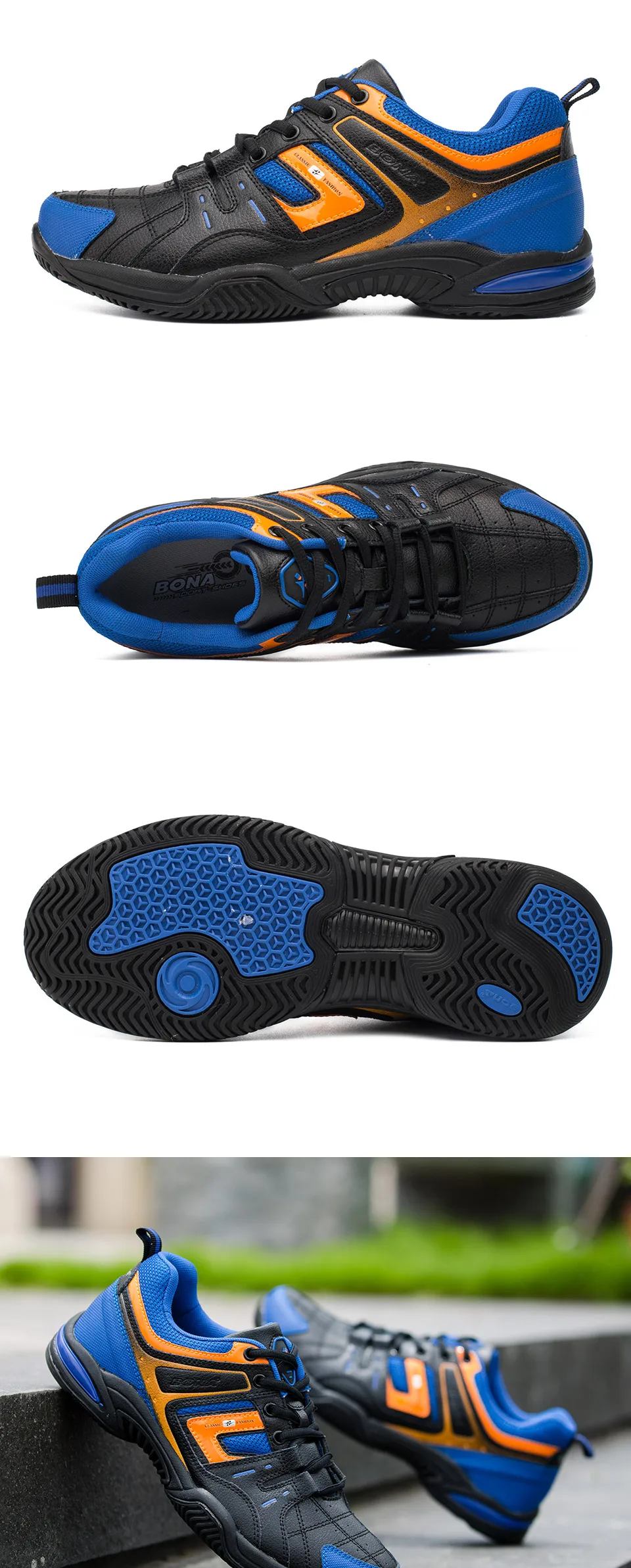 BONA/Новое поступление, мужские теннисные туфли в классическом стиле, уличные кроссовки для бега, мужские спортивные туфли на шнуровке