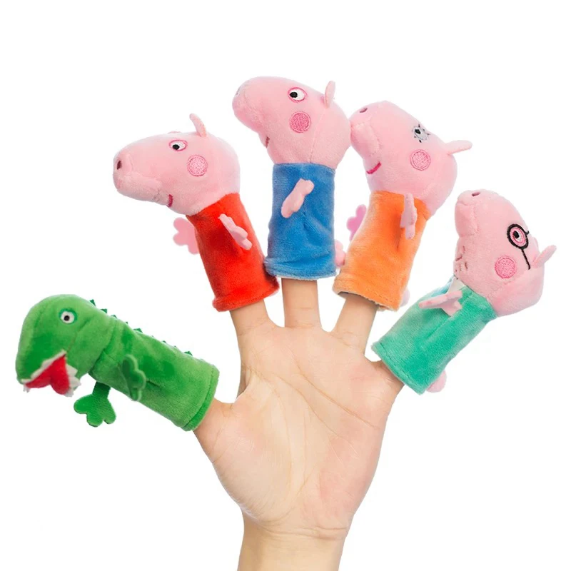 

2 pcs Genuine Peppa Pig Finger Puppets Peppa George Dinosaur Daddy Mommy Stuffed Kids plush toys Christmas New year gift