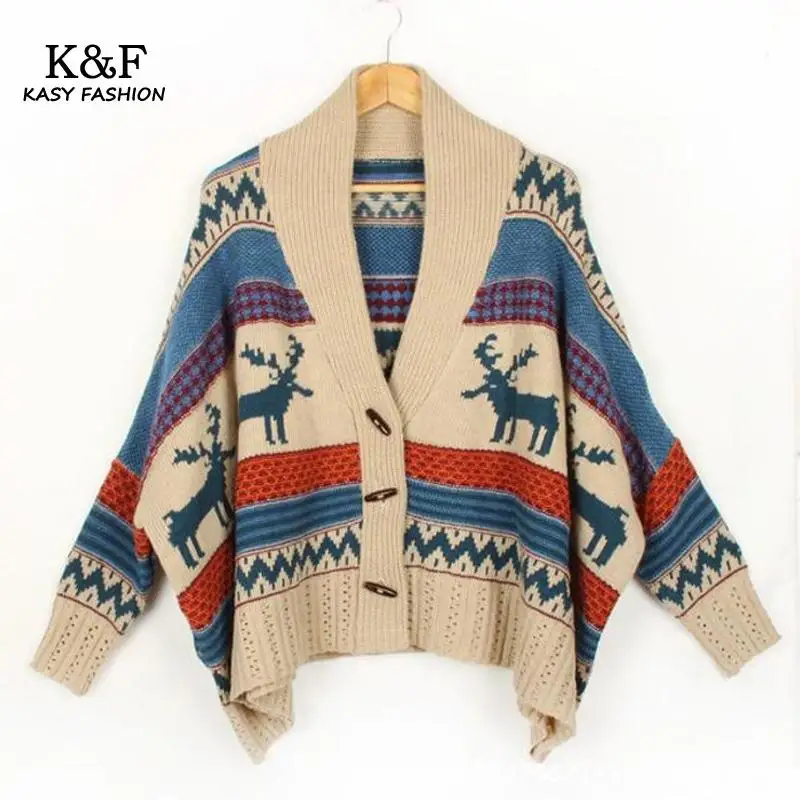 Online Buy Wholesale Patterned Cardigans From China Patterned 2017 Winter Women Sweater Coat Batwing Sleeve Ethnic Loose Slim Wool Cardigan Striped Skull Patterned Cardigan - Online Buy Wholesale Patterned Cardigans From China Patterned