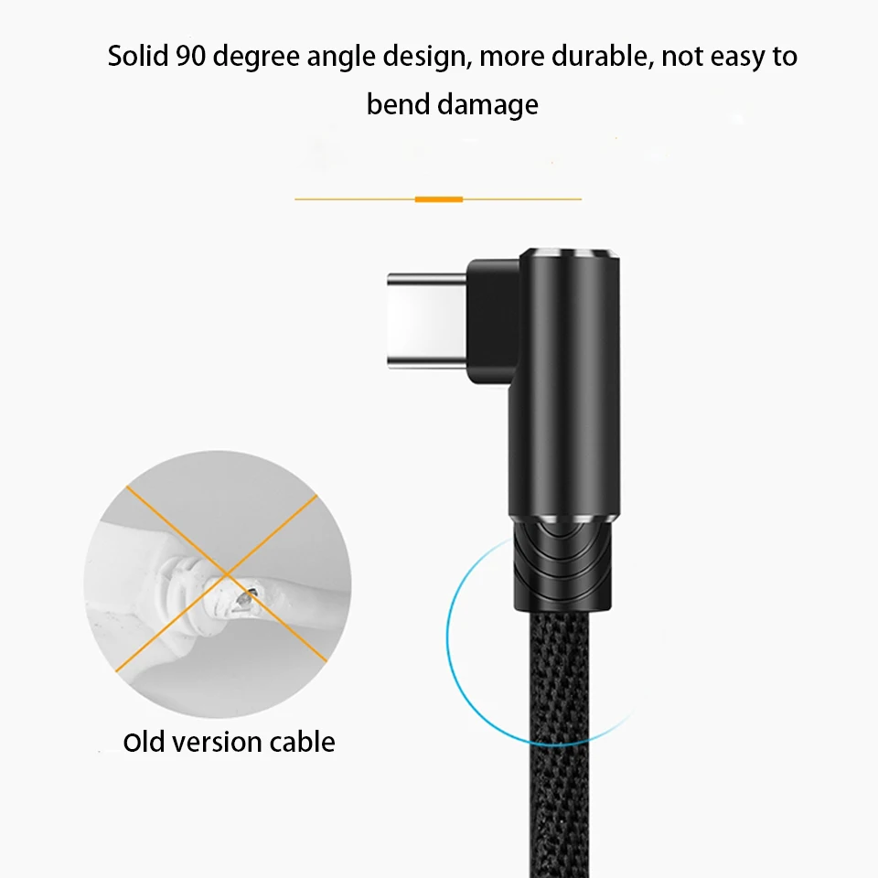 90 градусов usb type C кабель для быстрой зарядки для samsung Galaxy S9 S8 Plus Note 8 9 A3 A5 A7 прямоугольный USB-C кабель для зарядного устройства 3A