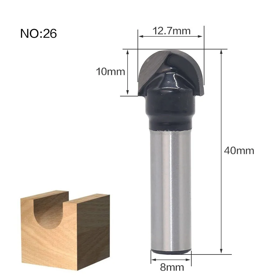 1 шт. 8 мм хвостовик древесины фрезы прямой Концевая фреза триммер очистка заподлицо отделка угловая круглая бухта коробка биты инструменты фреза RCT - Длина режущей кромки: NO26