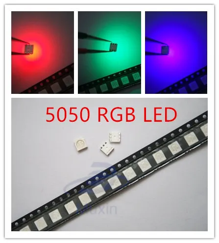 Чип светодиодный SMD 100 RGB smd5050 светодиодная PLCC-6 трехцветная LED лампа 60 мА