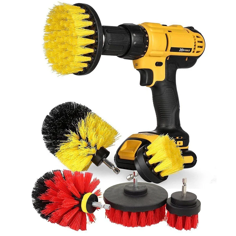 3PCS Drill Scrubber Brush Power Full Electric Bristle Bathtub Tile