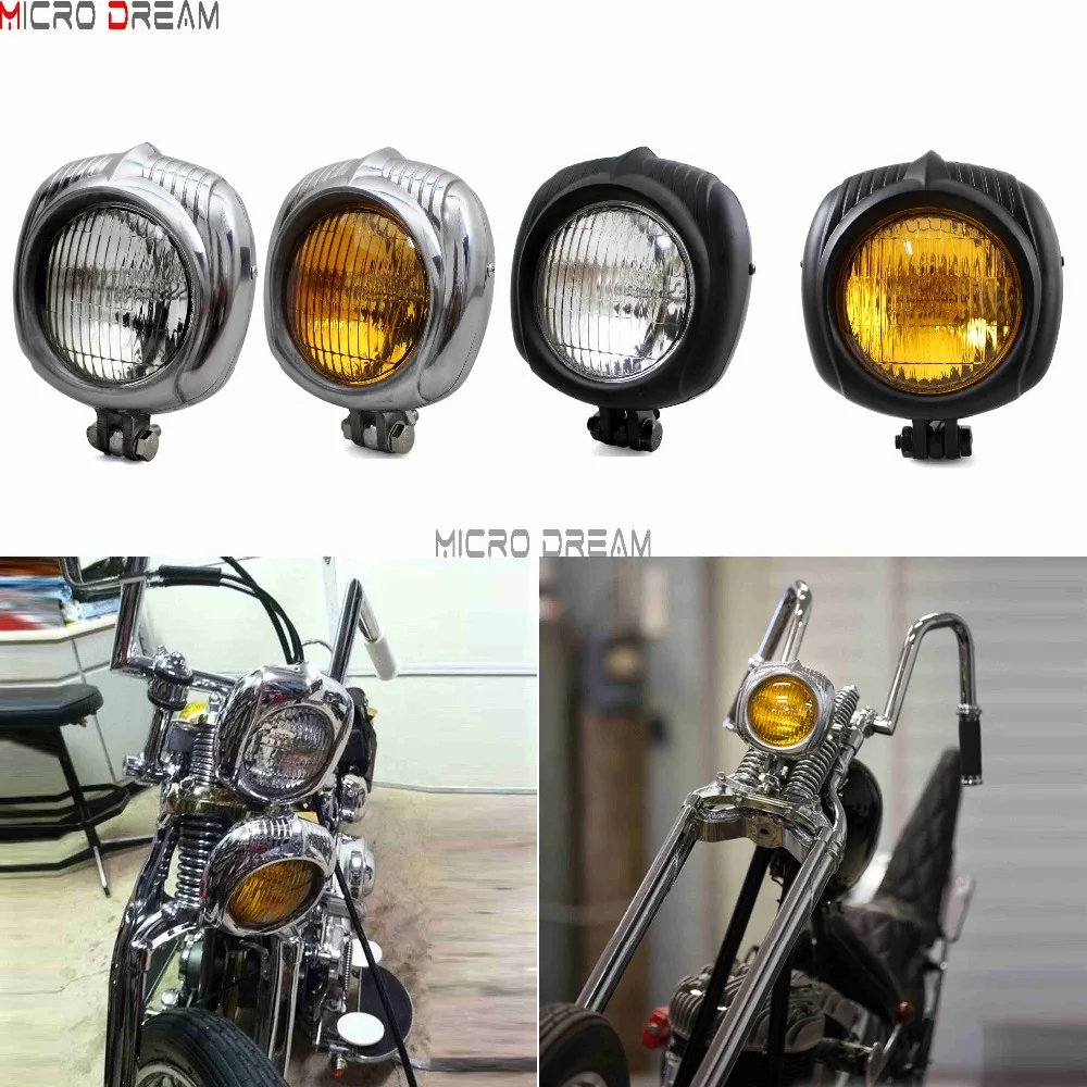 

12v 60w Retro Headlight Motorcycle 4.5'' Hi/Lo Sealed Beam Front Head Lamp For Harley Touring Softail Cafe Racer Bobber Choppers