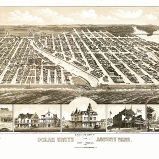 Antique Map of Ocean Grove New Jersey 1881 Monmouth County Poster Print (36 x 54)