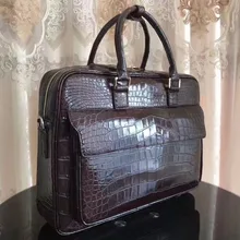Мужская коричневая крокодиловая кожа живота мужской портфель сумка с клапаном спереди, натуральная для мужчин из крокодиловой кожи бизнес сумка для ноутбука на молнии