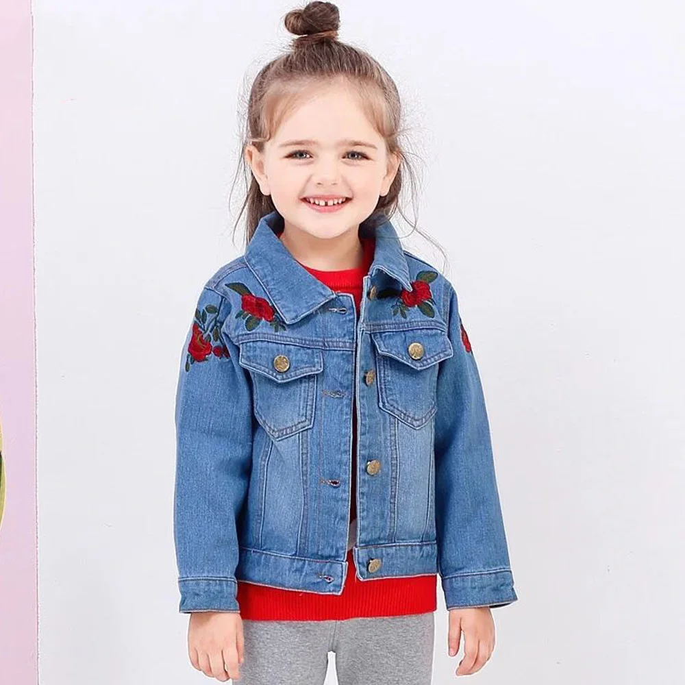 Kids Denim Jackets for Girls 2018 Brand Baby Embroidered Coat Clothes Princess Kids Coats Girls