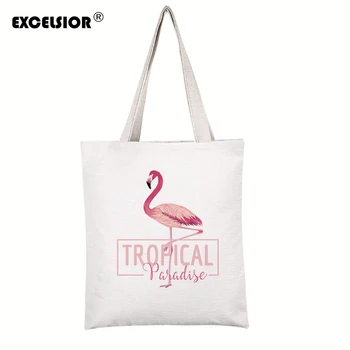 

Luxury Handbags Women Bags Designer HandbagsCute Flamingo Printed Canvas Casual Tote Bags Shoulder Bags Female Bolsa Feminina