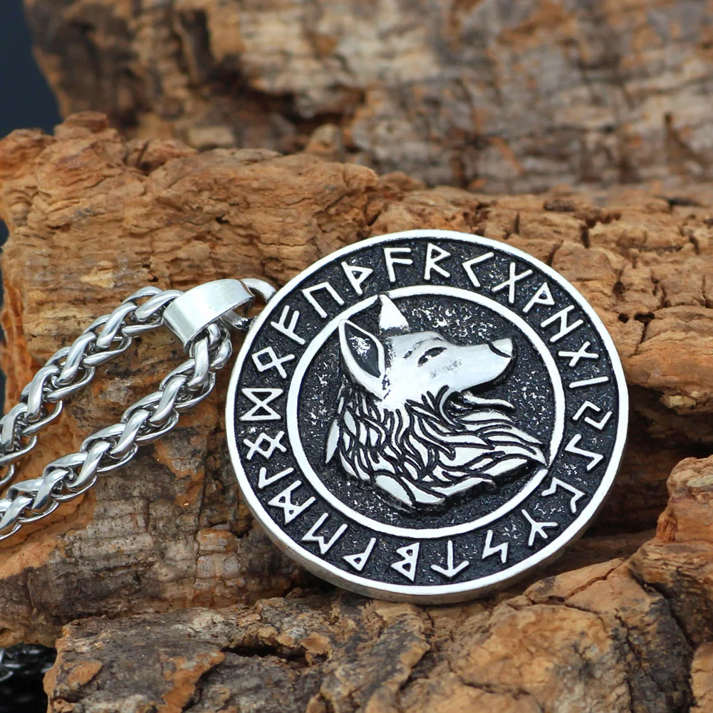 Скандинавский Викинг odin wolf Geri и Freki rune ожерелье с подвеской в форме руны Norse