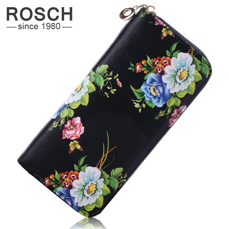 Hot New Floral Print Women Wallet Purse Flowers PU Leather Women Long Luxury Brand Wallet Female Cute Black Day Lady Clutch