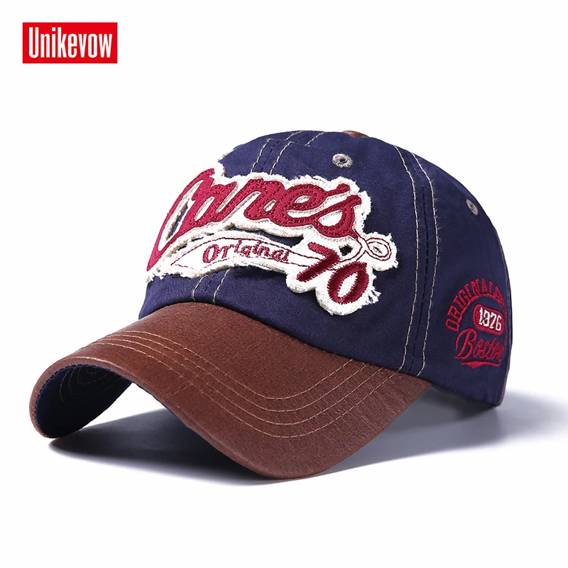 

Unikevow 100% Cotton Baseball Cap Mens Letter Patch Snapback Hat Caps Women Adjustable Snapback Autumn Spring Hats