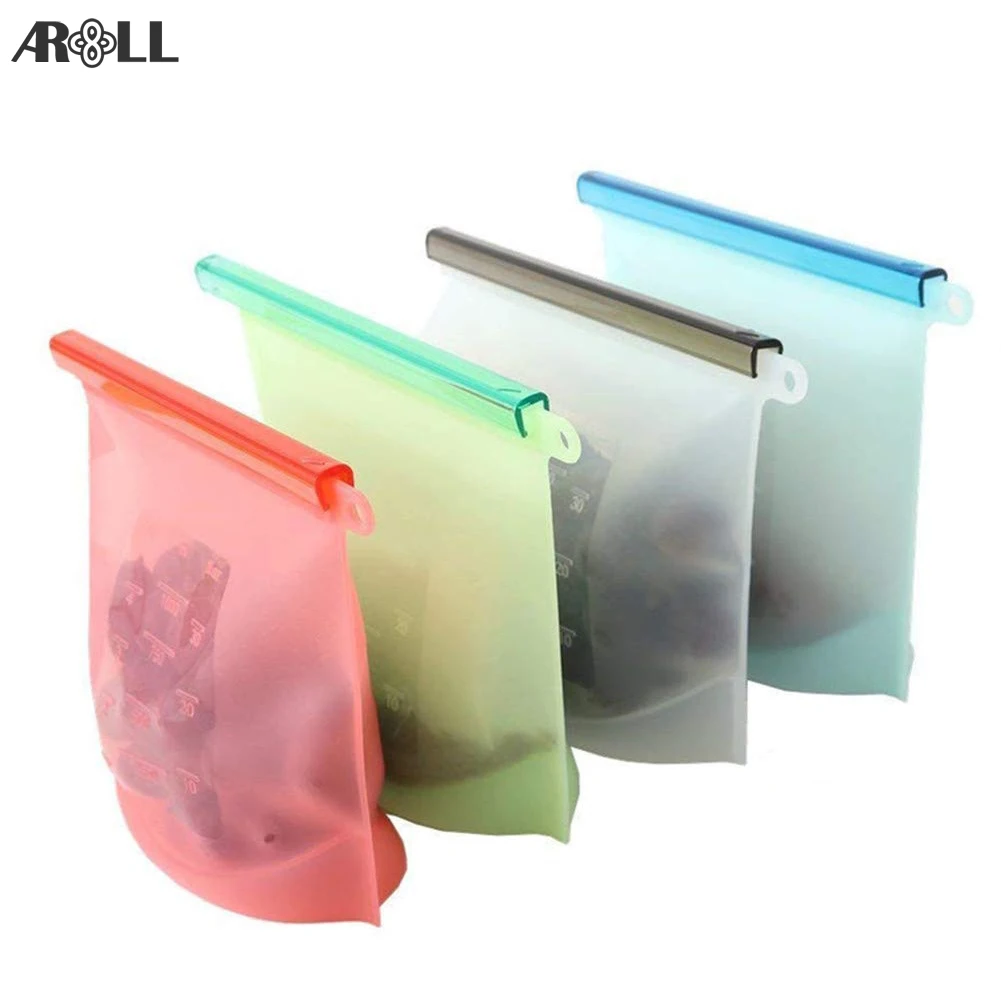 

Kitchen Reusable Silicone Bag Food Storage Bags BPA Free Food Preservation Bags Seal Freeze Fridge Food Storage Savers Bags