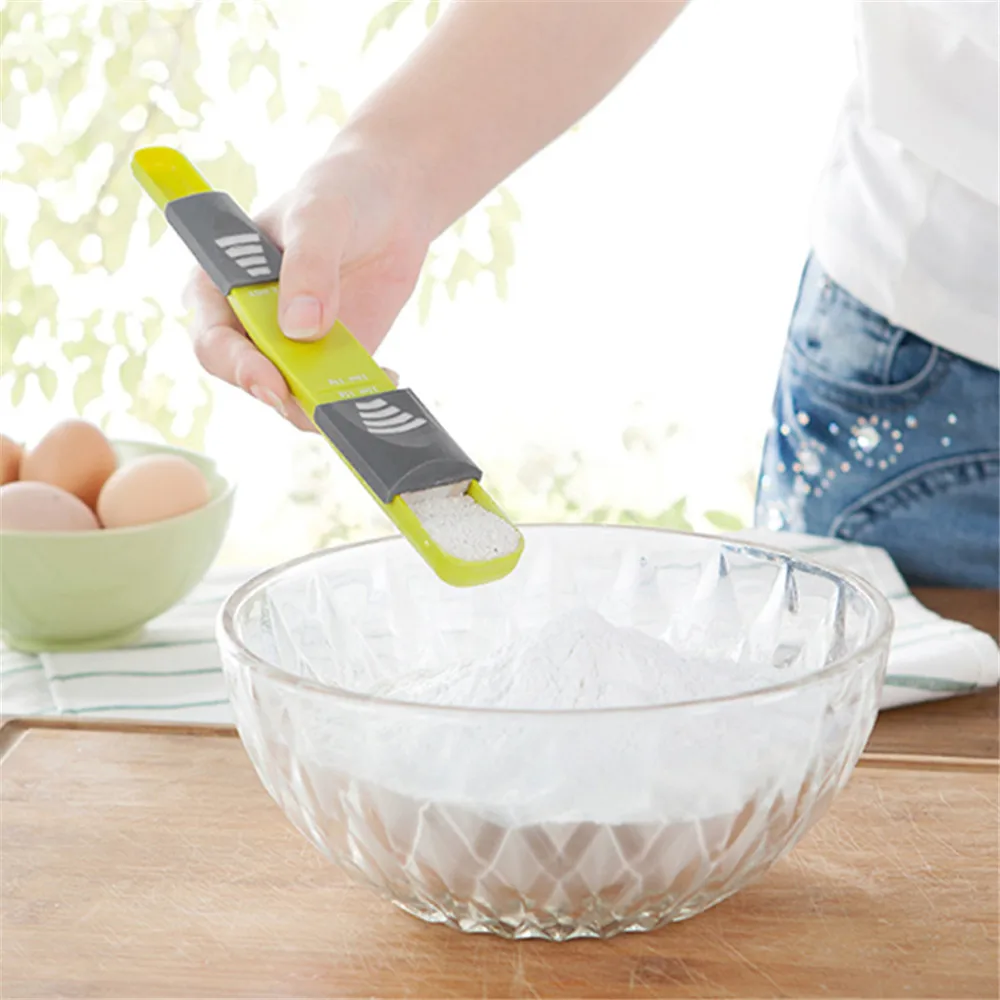 

Professional Double Head Measure Adjustable Spoon Nine Grid Scale Measuring Spoon Metering SpoonS Cook Kitchen Tool Accessories