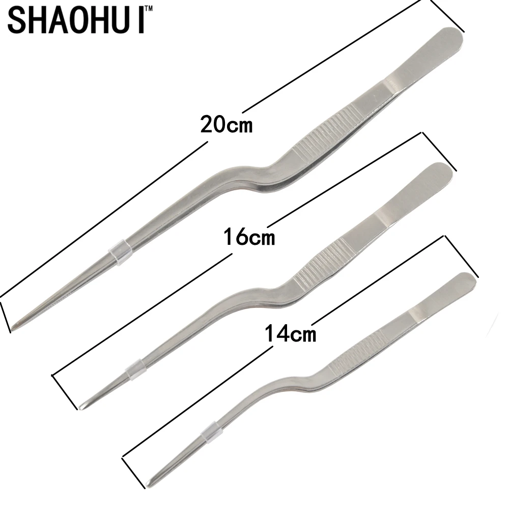 SHAOHUI лучшее качество из нержавеющей стали комплект из 3 предметов медицинский стоматологический прецизионный пистолет-как изгиб Пинцет 14 см-20 см