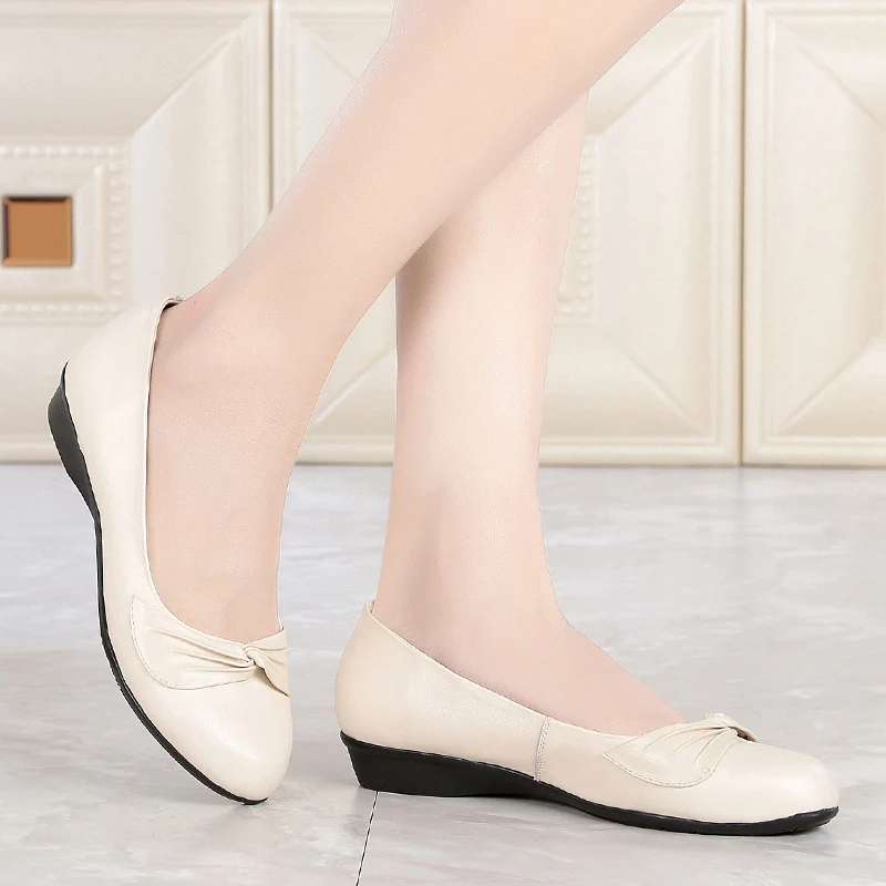GKTINOO/новые женские туфли-лодочки на высоком каблуке из воловьей кожи черные туфли на танкетке с круглым носком из натуральной кожи для деловой женщины, большие размеры