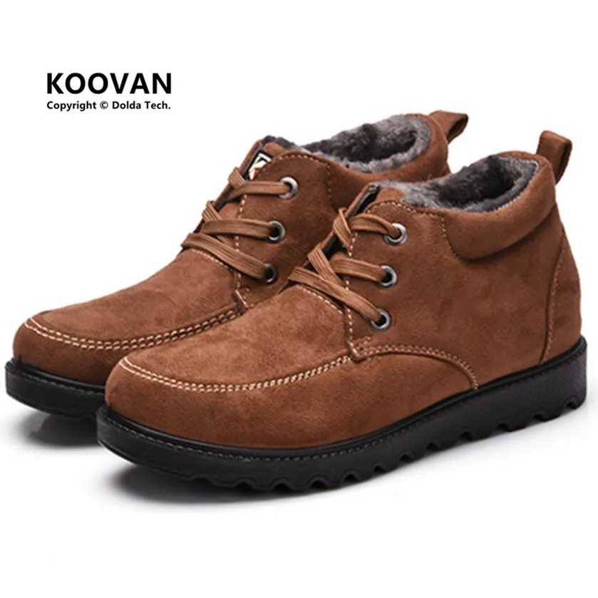 Koovan/мужские ботинки г.; зимняя теплая хлопковая обувь для мужчин; обувь для папы; бархатная хлопковая обувь; мужские кожаные зимние ботинки