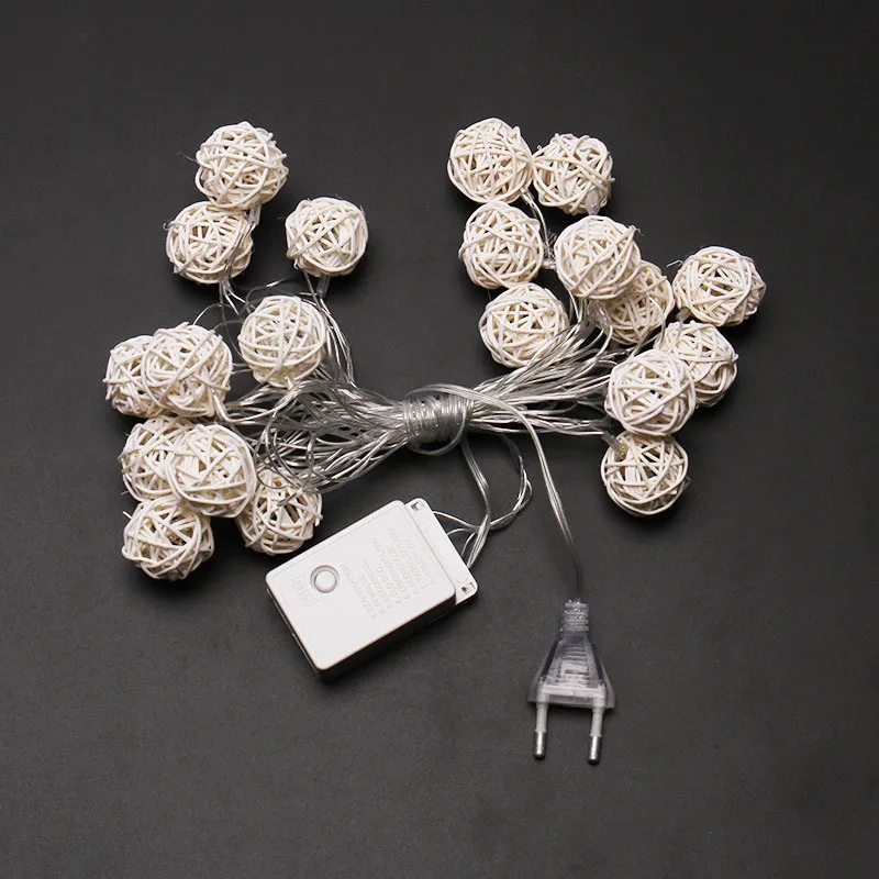 

AC110-220V US/EU Plug 4.5M 20LED Warm White Rattan Ball LED String Lighting Christmas Light For Wedding Party Decoration