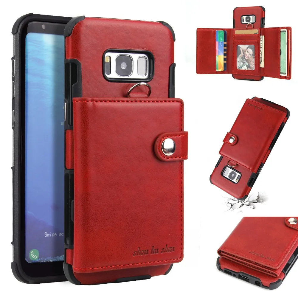 

For Samsung S8 Plus Case Flip Folio Credit Card Slot Money Pocket Magnetic Buckle Wallet Phone Case for Samsung Galaxy S10 S8 S9