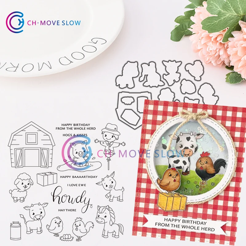 

CH Animal farm Metal Cutting Dies and stamps DIY Scrapbooking Card Stencil Paper Craft Handmade Album Handboo Sale-Seller