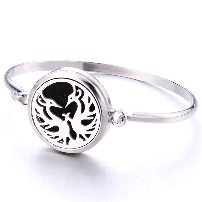 

Silver Phoenix Perfume Aroma Diffuser Locket Bracelet Stainless Steel Aromatherapy Essential Oil Diffuser Box Magnetic Bracelet