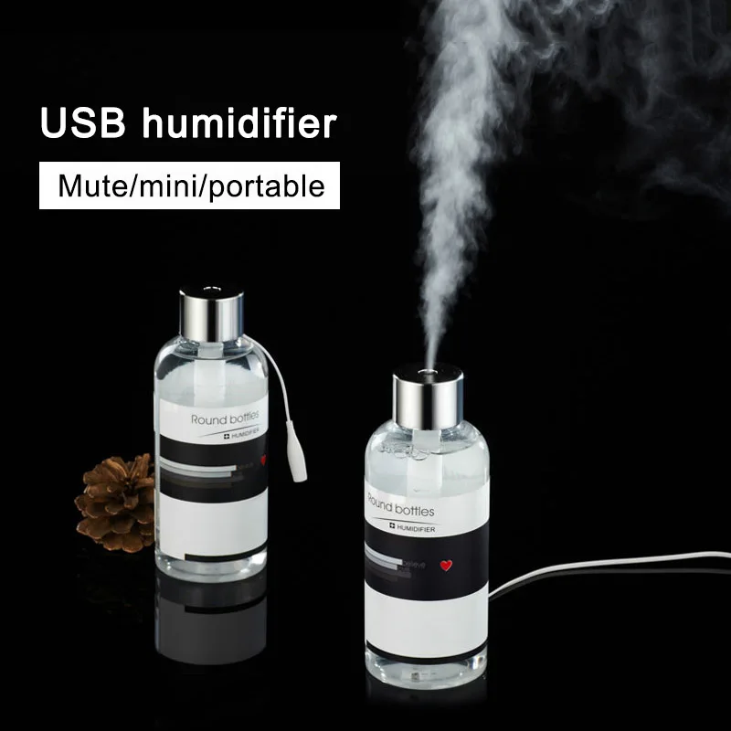 Fashion Humidifier Mini USB Humidifier Glass Bottle Humidifier Portable Air Purification Mute Car Accessory HY99 ST10