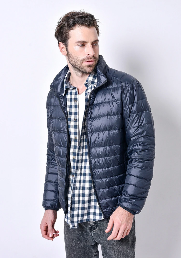 Autumn Ultralight Thin Down Coat Male Goose Feather Large Size Casual Short Jacket Men Standing Collar Down Jacket Wholesale