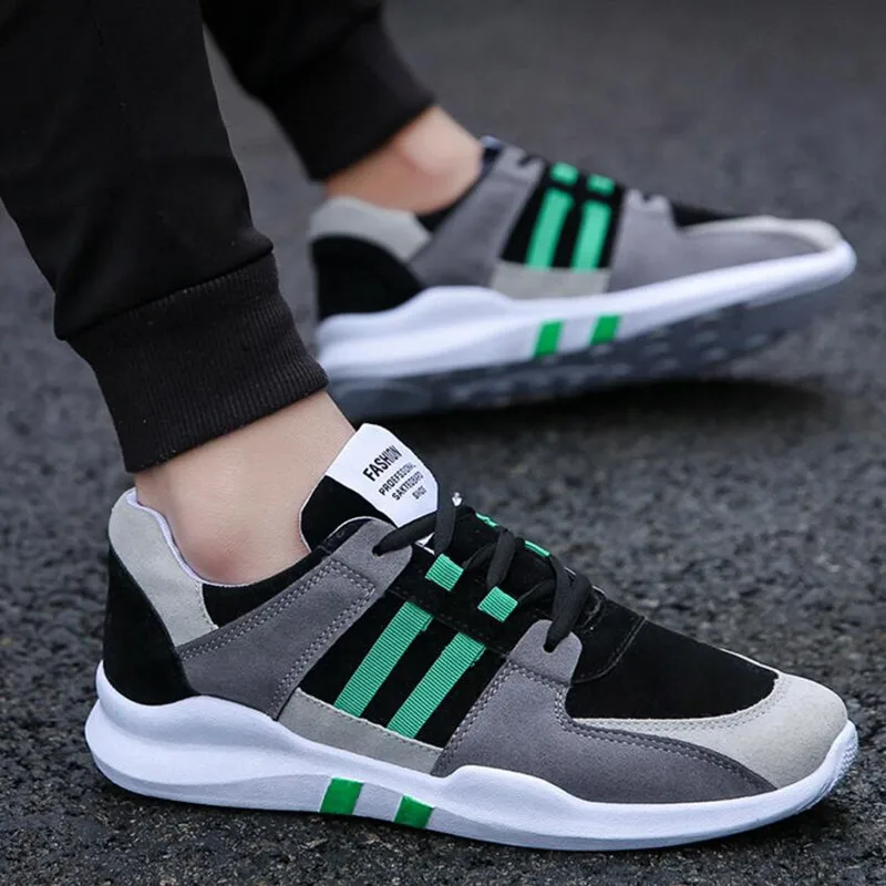 Men's Sneakers Color Matching Stripe Men's Shoes Personality Fashion Wild Casual Shoes Canvas Shoes Outdoor Hiking Men's Shoes