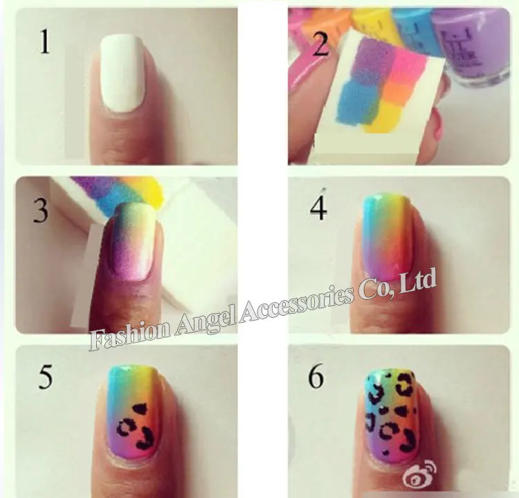 2 Amazing Sponge Nail Art Design Tutorials With Detailed Steps Rainbow Colored Grant Nail Art Frosted With Silver Dust Sparkles On Top