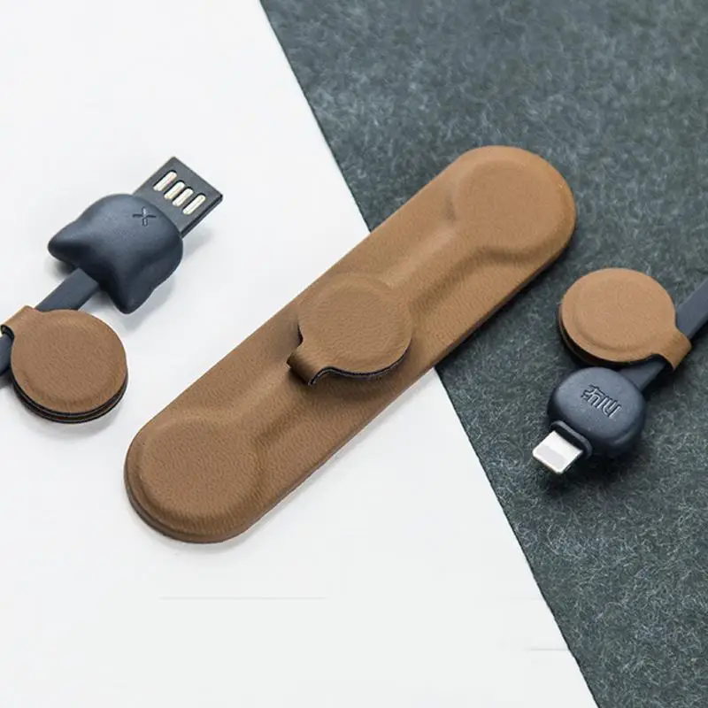 New Wood Grain Magnetic Cable Winder Wire Organizer Earphone Holder Cord USB Charging Line Desktop Clips |
