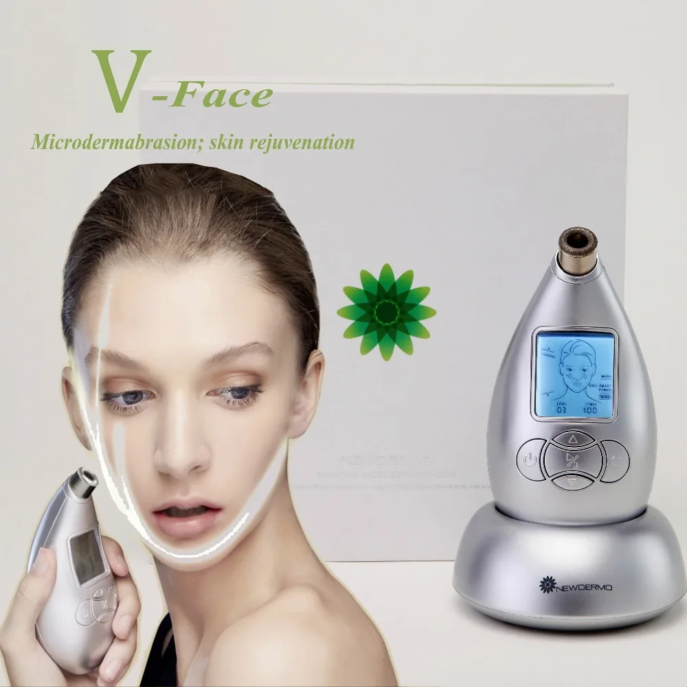 

Silver FREE SHIPPING NEWDERMO Skin SPA Microdermabrasion Machine Handheld Beauty Household V Face Massage