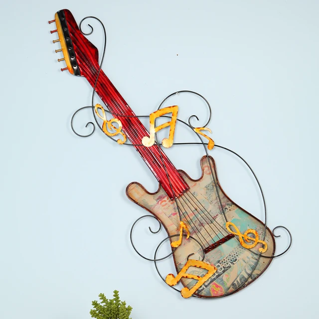 European Retro Decorative Wrought Iron Furniture Bar Wall Guitar European Retro Decorative Wrought Iron Furniture Bar Wall Guitar Hangings Decorations Home Accessories