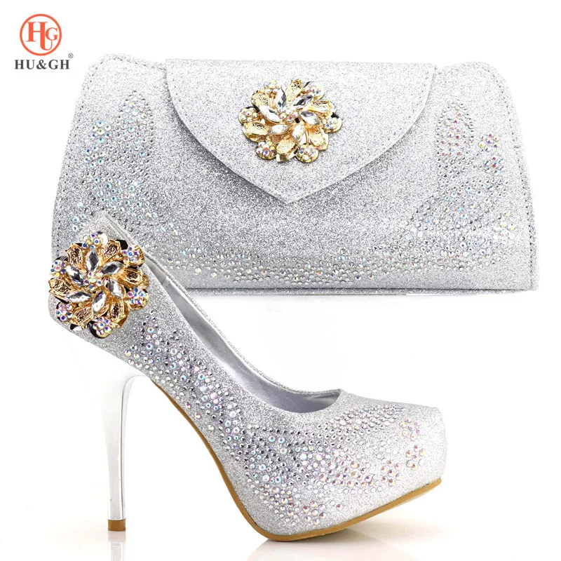 

2018 New Fashion Italian Shoes With Matching Bags African High Heel Women Shoes and Bags Set For Prom Party Wedding Dress Shoes