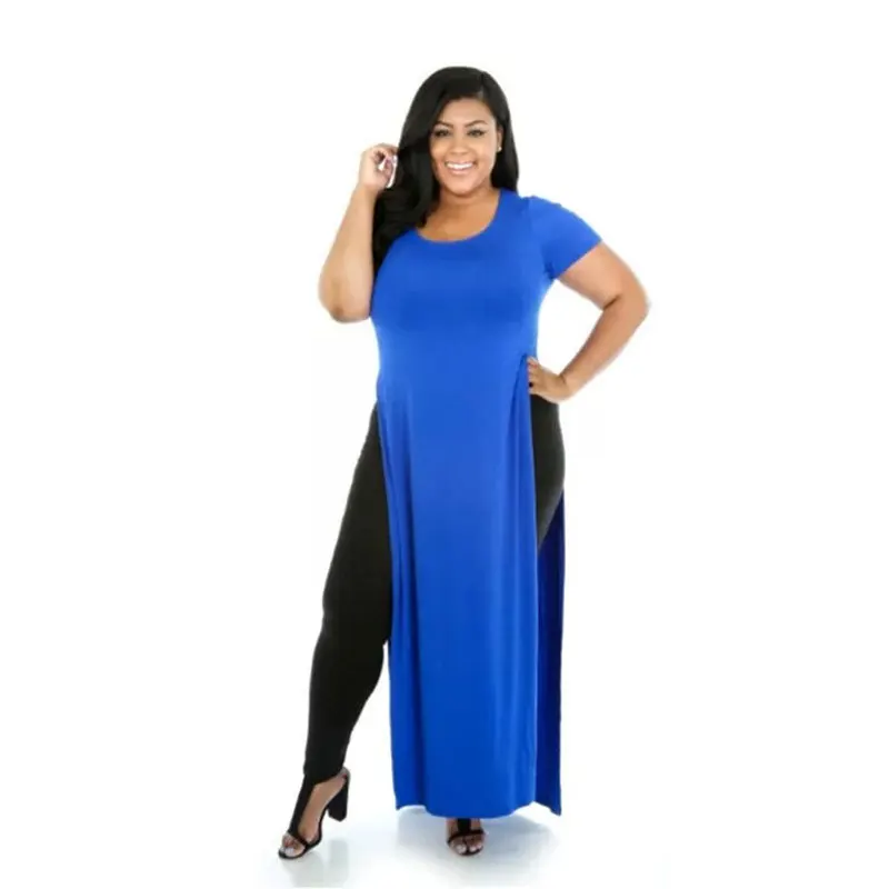blue t shirt dress plus size