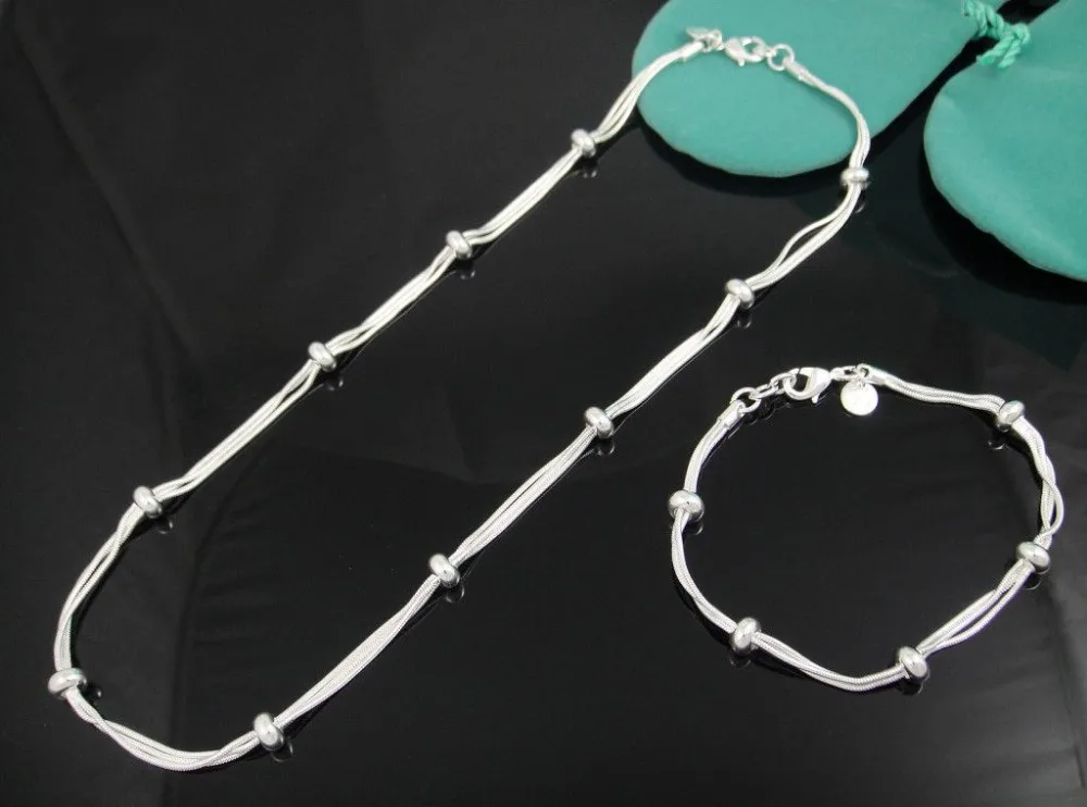 

Free Shipping Wholesale Fashion Jewelry Set,925 Sterling silver Necklace and Bracelet/Earrings Set . Nice Jewelry. Good 0S007
