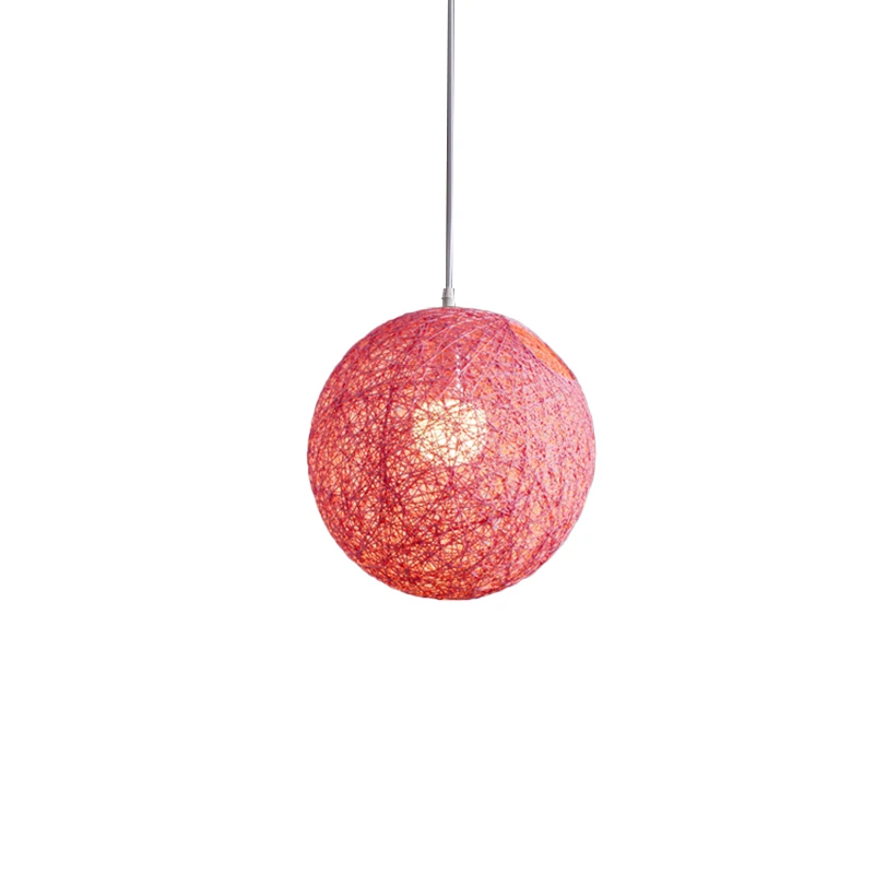 Люстра из бамбука, ротанга и конопляного шара индивидуальная креативная сферическая ротанговая гнездо абажур - Цвет: Pink