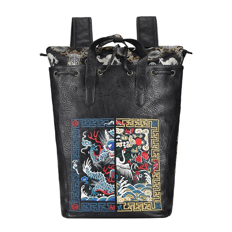

Chinese Famous Brand Embroidery Design Men Anti Theft Backpack Flamingo Printing Drawstring Male Travel Laptop Bagpacks