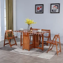 Многофункциональный складной обеденный стол, небольшой складной обеденный стол и стул, сочетание твердой древесины, выдвижной обеденный стол, 1 шт