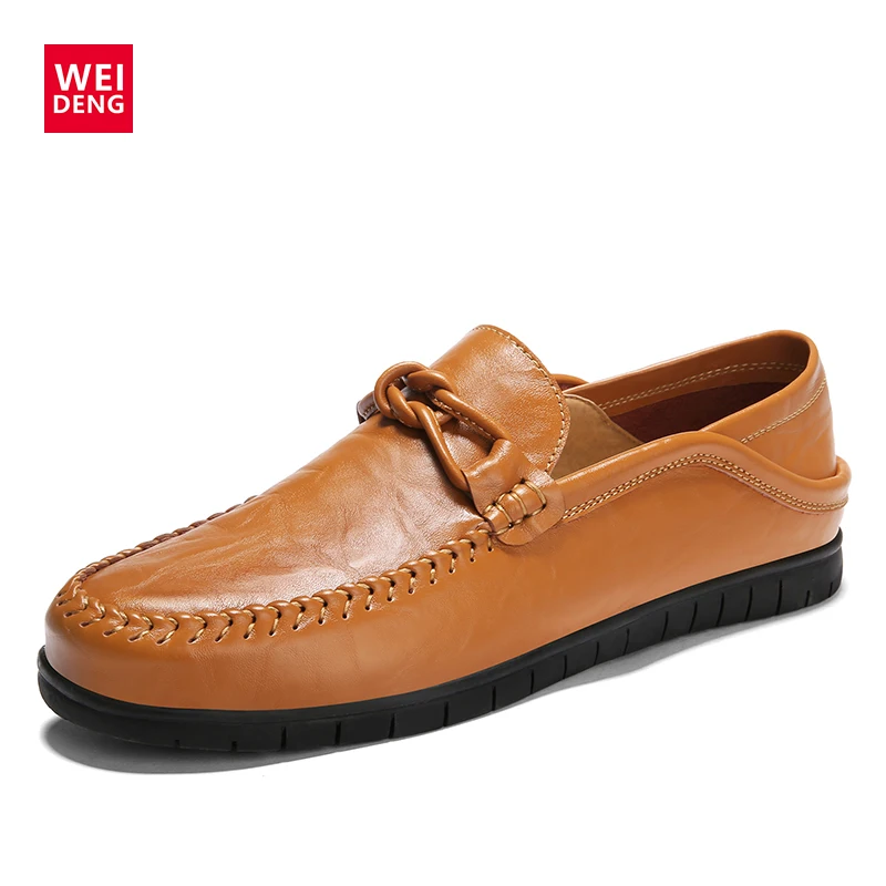 WeiDeng mocassin homme; лоферы из натуральной кожи; Sapato Masculino; мужская кожаная обувь; zapatillas hombre; Повседневная обувь для водителя