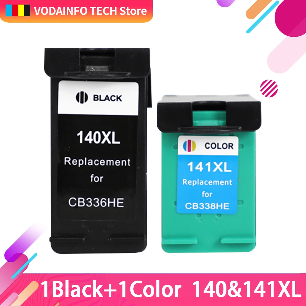 

Qsyrainbow 1 PCS CL Replacement for hp140XL 141XL Ink Cartridge for HP 140 141 HP140 for Photosmart C4583 C4283 C4483 C5283